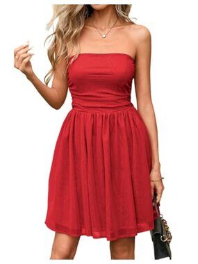 Sequin Tulle Homecoming Dress Sleeveless Tube Tie Waist A-Line Puffy Sparkly
